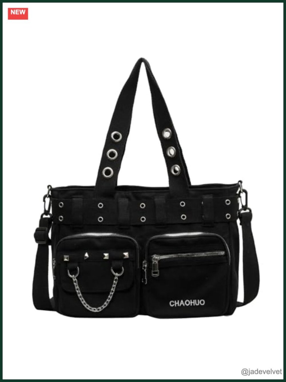 Y2K Canvas Tote Bag Gothic Skull Handbag Work Office Travel